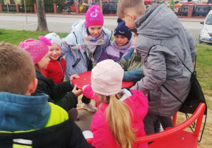 Dzieci podczas wspólnej zabawy na placu zabaw